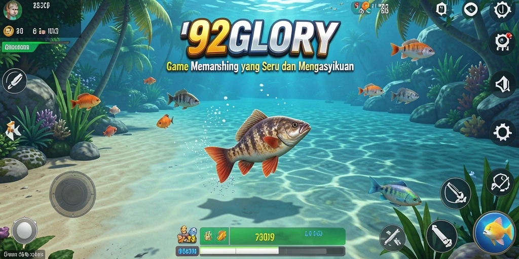 Screenshot gameplay 92GLORY menampilkan aksi memancing yang menegangkan dan memukau.