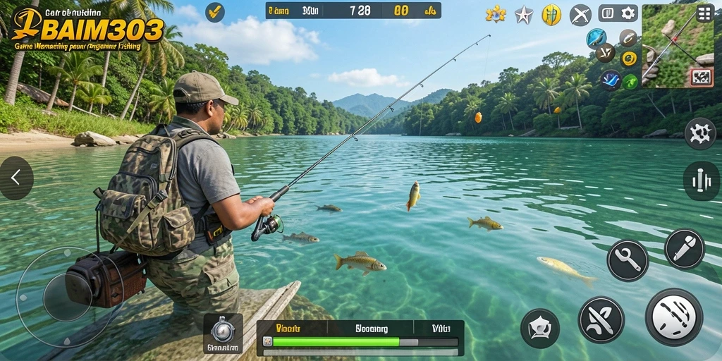 Screenshot BAIM303 menampilkan suasana memancing yang menenangkan.