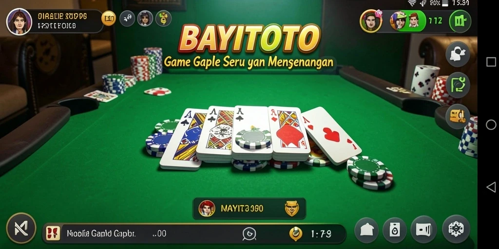 Tampilan utama gameplay BAYITOTO yang menampilkan suasana Gaple.