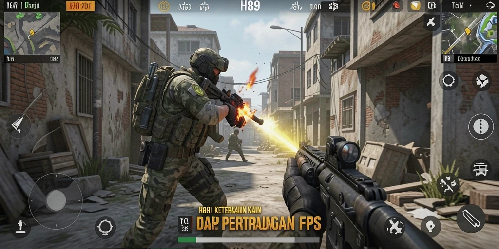 Gambaran menarik gameplay H89 dengan aksi FPS yang mendebarkan.