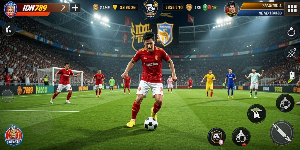 Tampilan gameplay yang mengesankan dalam IDN789 saat bermain sepak bola.