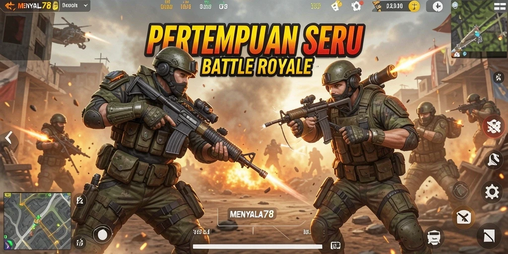 Screenshot MENYALA78 menampilkan aksi epic dalam pertempuran Battle Royale.