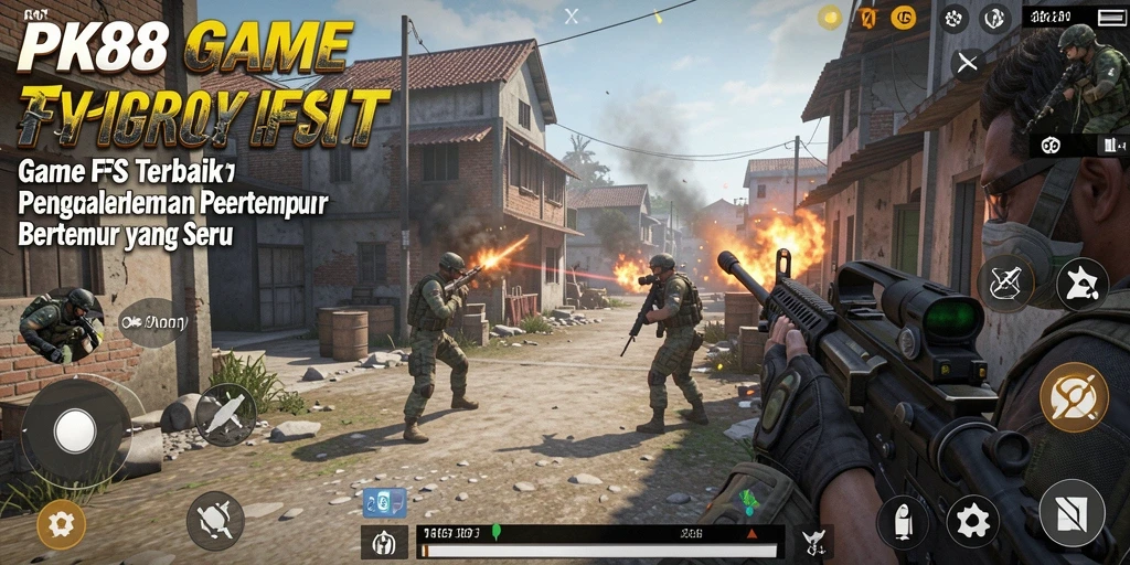 Tampilan gameplay intens di PK88, menampilkan aksi FPS yang memukau.