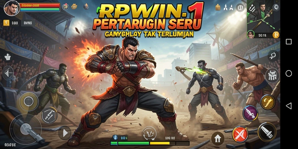 Tampilan gameplay seru RPWIN1 saat pertarungan berlangsung.